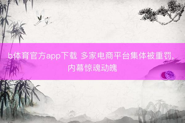 b体育官方app下载 多家电商平台集体被重罚, 内幕惊魂动魄
