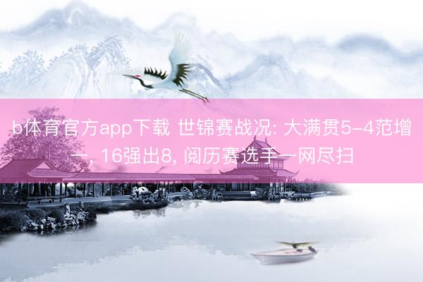 b体育官方app下载 世锦赛战况: 大满贯5-4范增一, 16强出8, 阅历赛选手一网尽扫