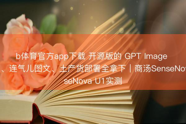 b体育官方app下载 开源版的 GPT Image 2，信息图、连气儿图文、土产货部署全拿下｜商汤SenseNova U1实测